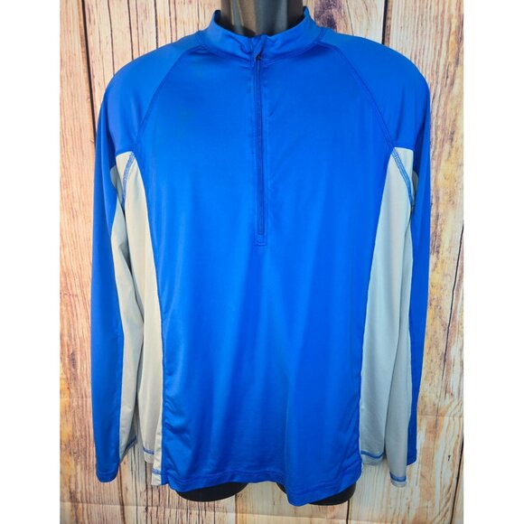 L.L. Bean Mens Zip Pullover Athletic Long Sleeve Shirt Medium Blue - Picture 1 of 6